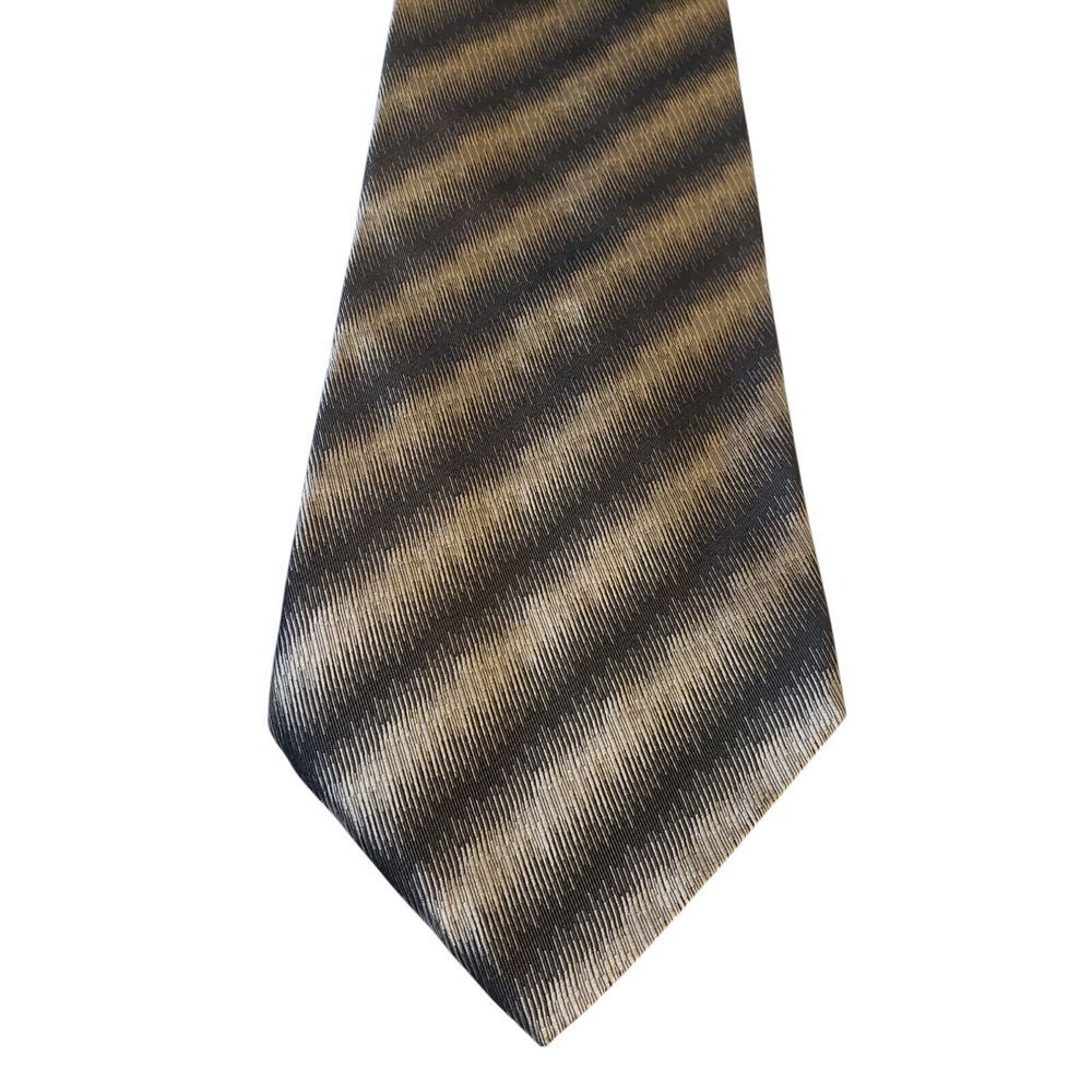 Van Heusen‎ Mens Tie Necktie Italian Silk Black Silver Striped Silk Businesscore